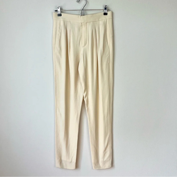 Chloe Silk-Blend Trouser Pants Vanilla Cream - Picture 1 of 8